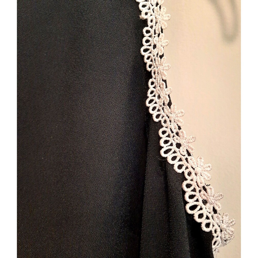 Nanette Lepore Dress Sleeveless Lace Trim Cascading Front Ruffle Flared Hem 14